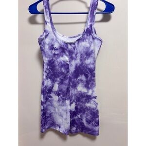 SHEIN Purple and White Tie-Dye Tank Top